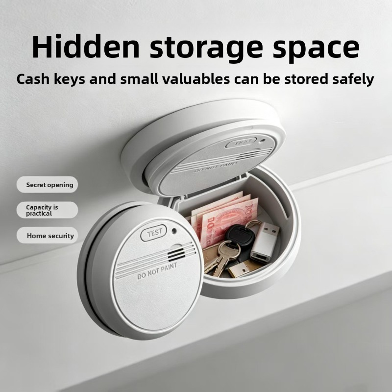 Smoke Leak Detector - กล่องเก็บของปลอดภัยแบบซ่อนรูปทรงเครื่องตรวจจับควันเสมือนจริง พร้อมช่องลับสำหรับเก็บกุญแจ เงินสด และเครื่องประดับ เพื่อความปลอดภัยในบ้าน