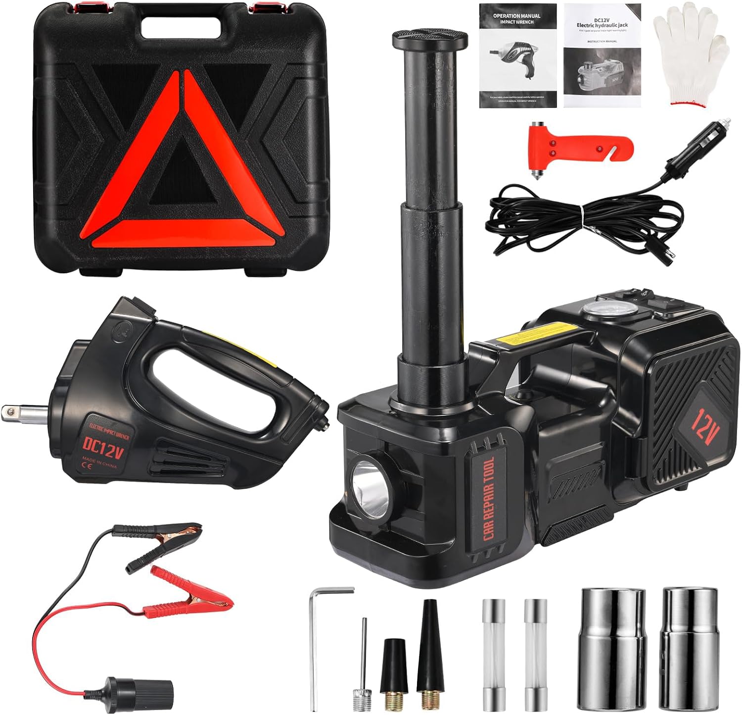 Hydraulic Car Lift - ชุดแม่แรงยกรถไฟฟ้า 5 ตัน 12V แม่แรงยกรถแบบไฮดรอลิกไฟฟ้าสำหรับยานพาหนะ ชุดเครื่องมือซ่อมรถยนต์พร้อมระบบไฮดรอลิกในตัว